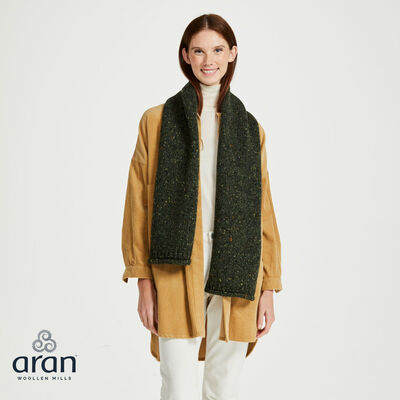 Nepped Woollen Scarf- Army Green